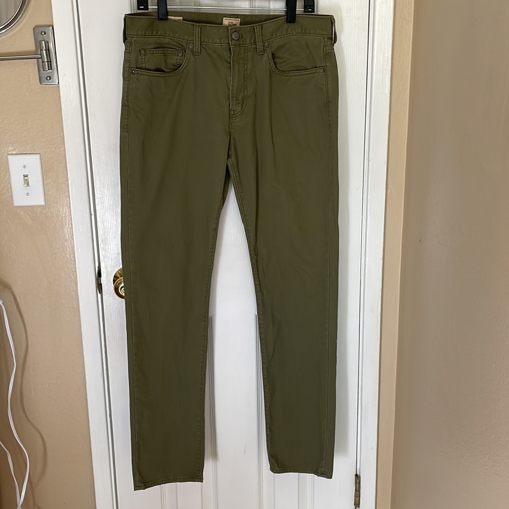 Mens J. Crew Green 484 Slim Fit Corduroy Pant Size 33/32
